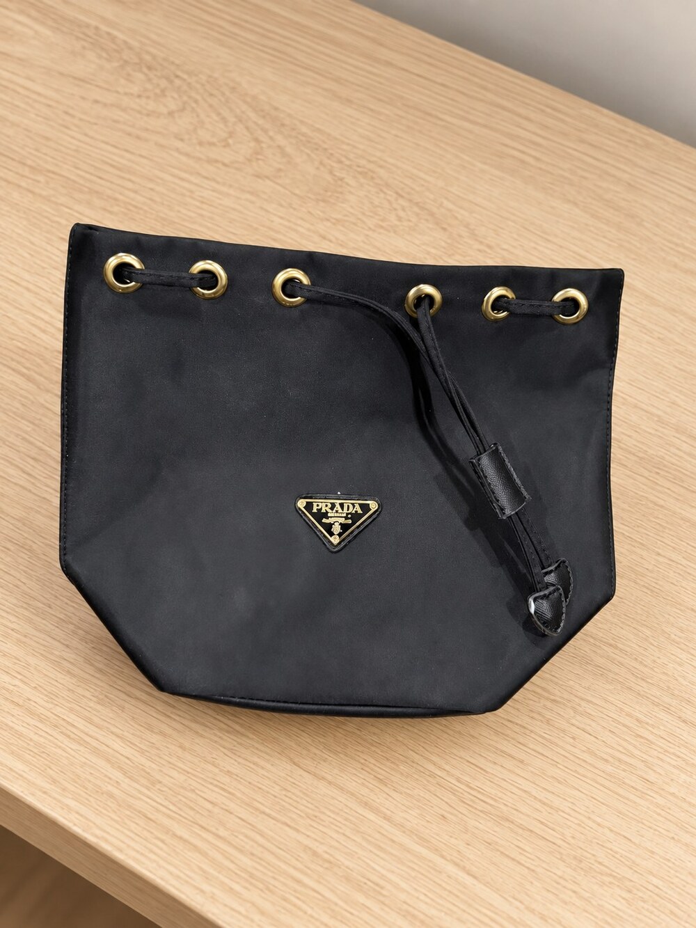 Prada Black Drawstring Makeup Bag | Metallic Accents - Picture 1 of 6
